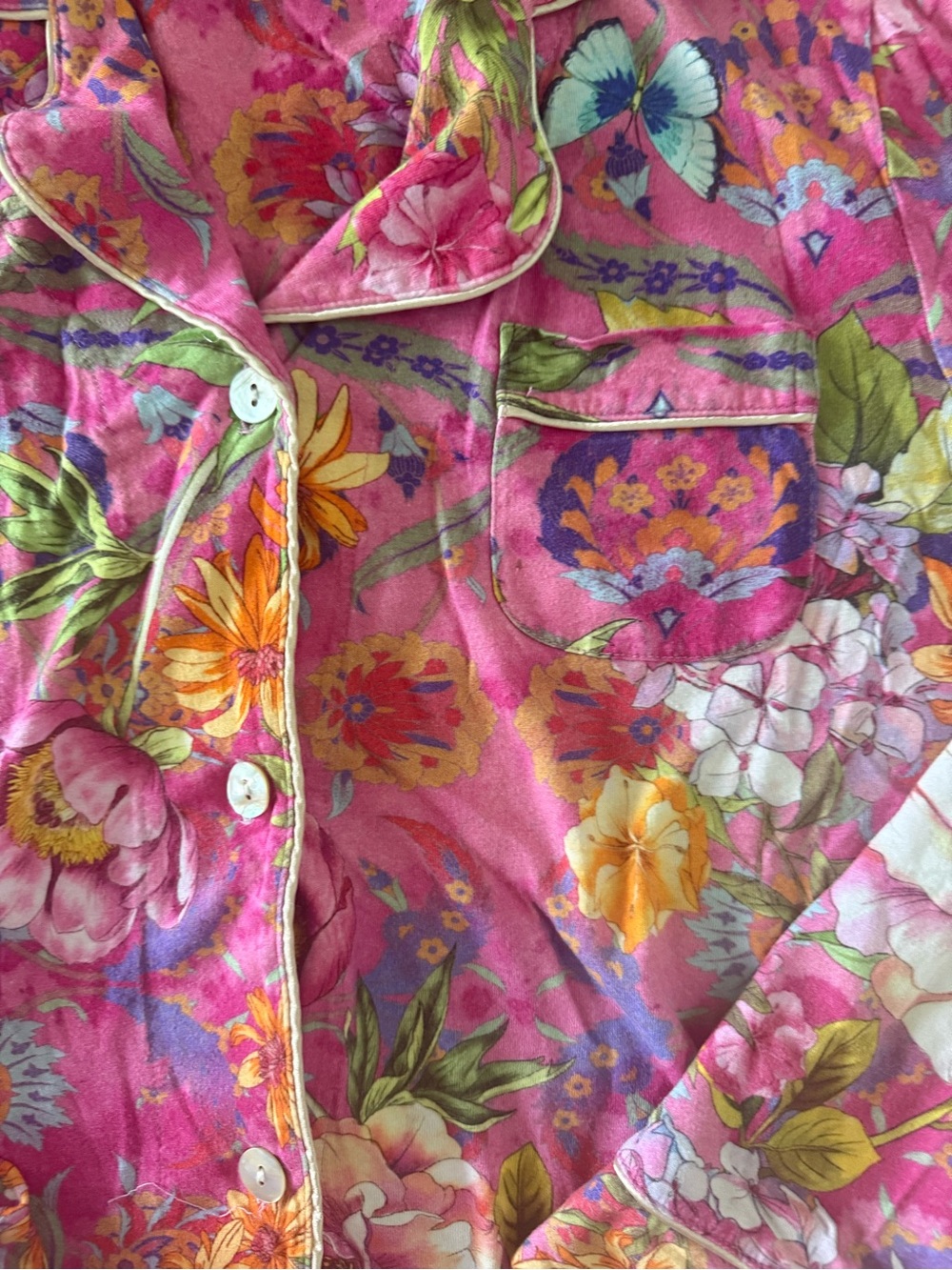 Johnny Was Pink Floral Two-Piece Pajama Set - Picture 4 of 4